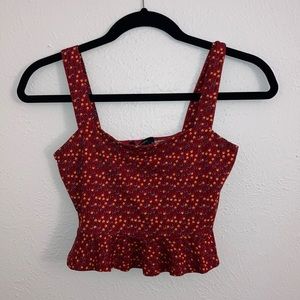 Red floral crop top